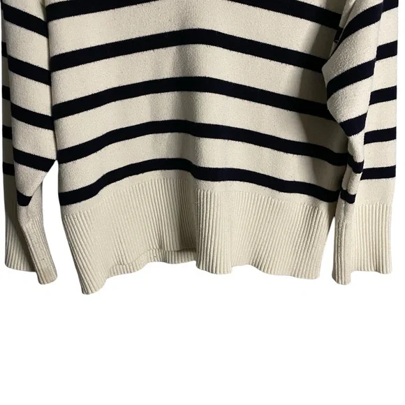 Zara Women's Cream/Navy Striped Sweater - Picture 3 of 8